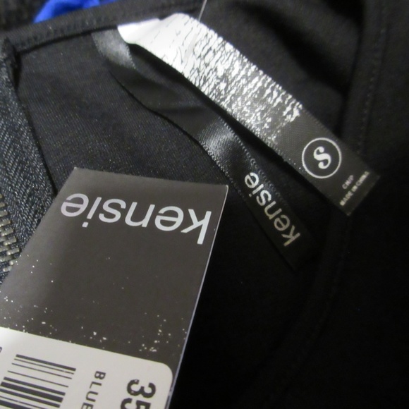 NWT Y2K Kensie Sheath Bodycon Dress S Long Sleeve Color Block Blue Black Retro - Picture 8 of 8